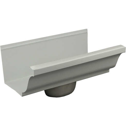 Spectra Pro Select 4 In. White Aluminum Gutter End with Oval Drop
